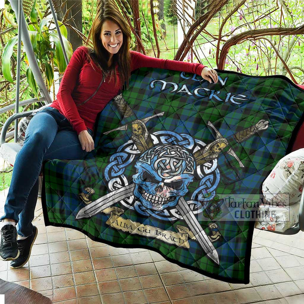 Tartan Vibes Clothing MacKie (McKie) Tartan Quilt with Celtic Skull Alba Gu Brath Style