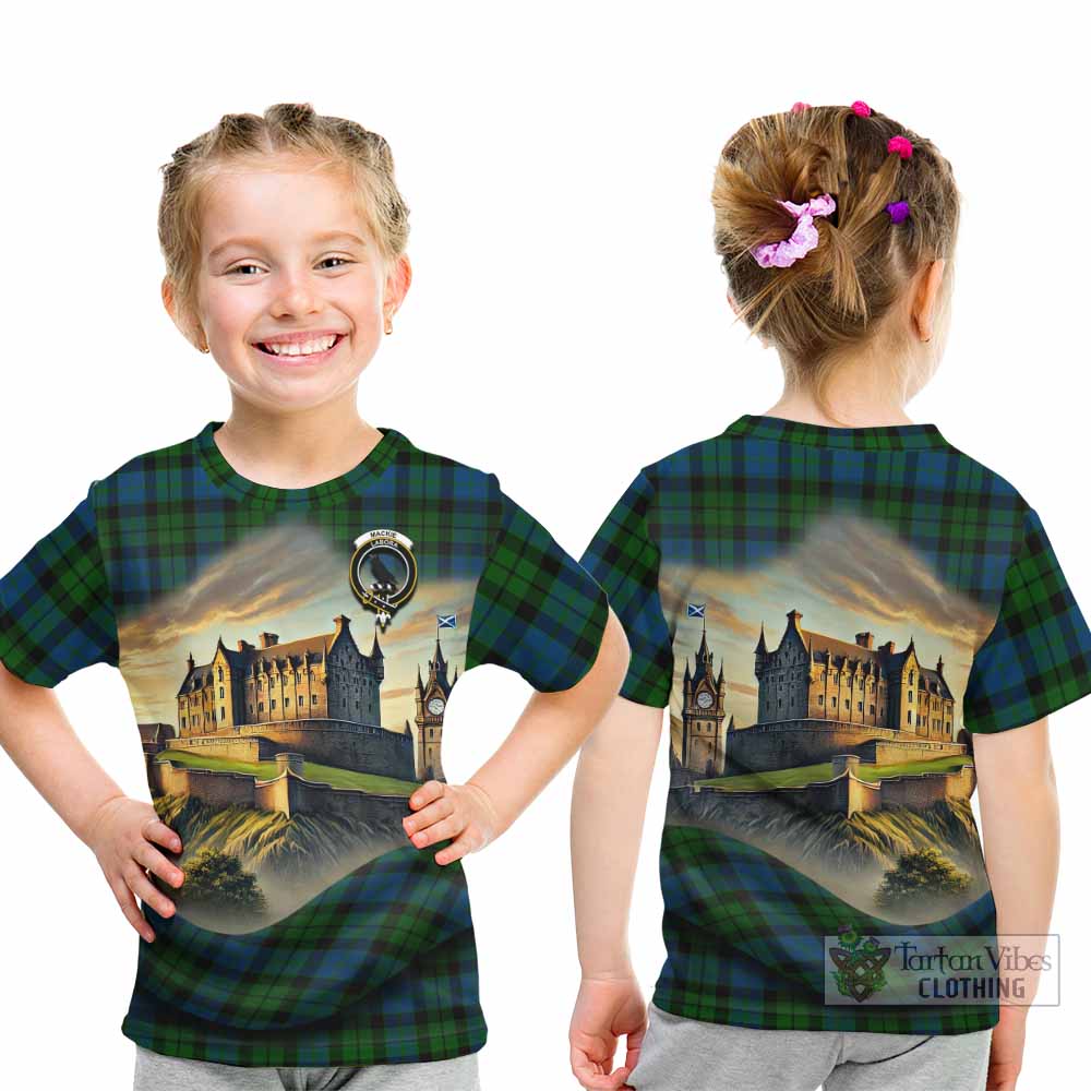 MacKie (McKie) Tartan Family Crest Kid T-Shirt with Scottish Ancient Castle Style - Tartan Vibes Clothing