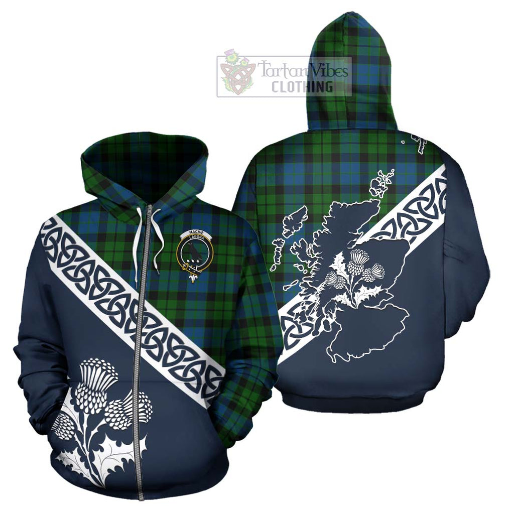 Tartan Vibes Clothing MacKie (McKie) Tartan Hoodie Featuring Thistle and Scotland Map