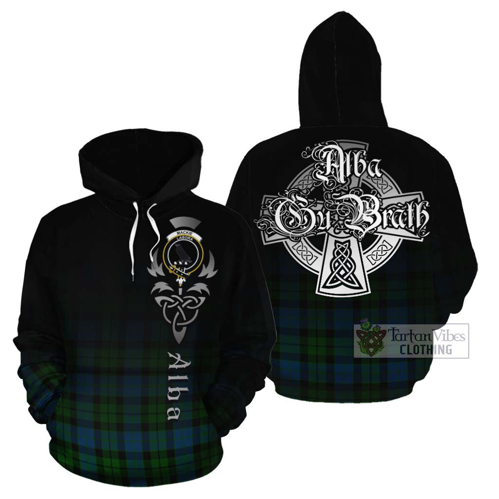 Tartan Vibes Clothing MacKie (McKie) Tartan Cotton Hoodie Featuring Alba Gu Brath Family Crest Celtic Inspired