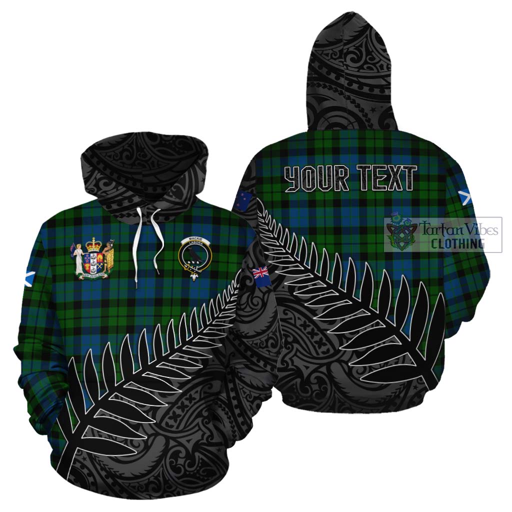 Tartan Vibes Clothing MacKie (McKie) Crest Tartan Cotton Hoodie with New Zealand Silver Fern Half Style