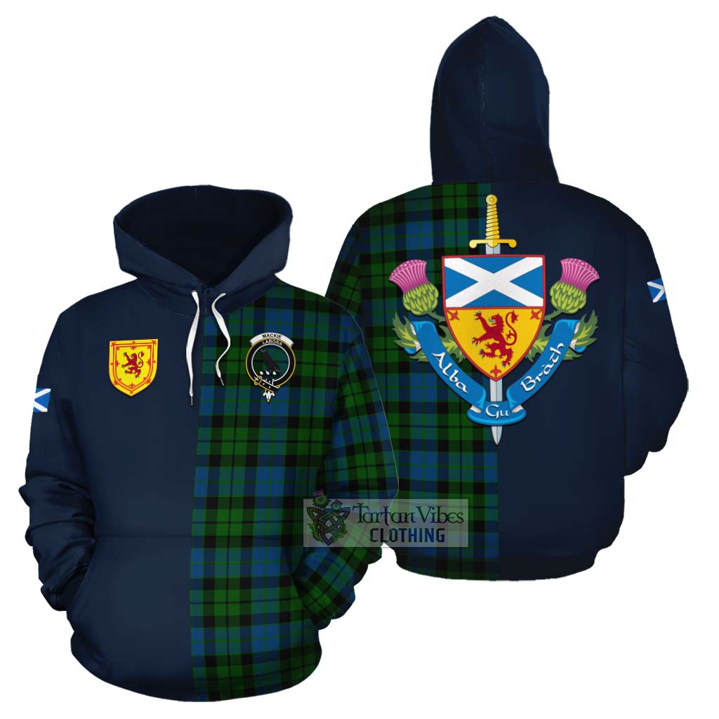 Tartan Vibes Clothing MacKie (McKie) Tartan Cotton Hoodie Alba with Scottish Lion Royal Arm Half Style