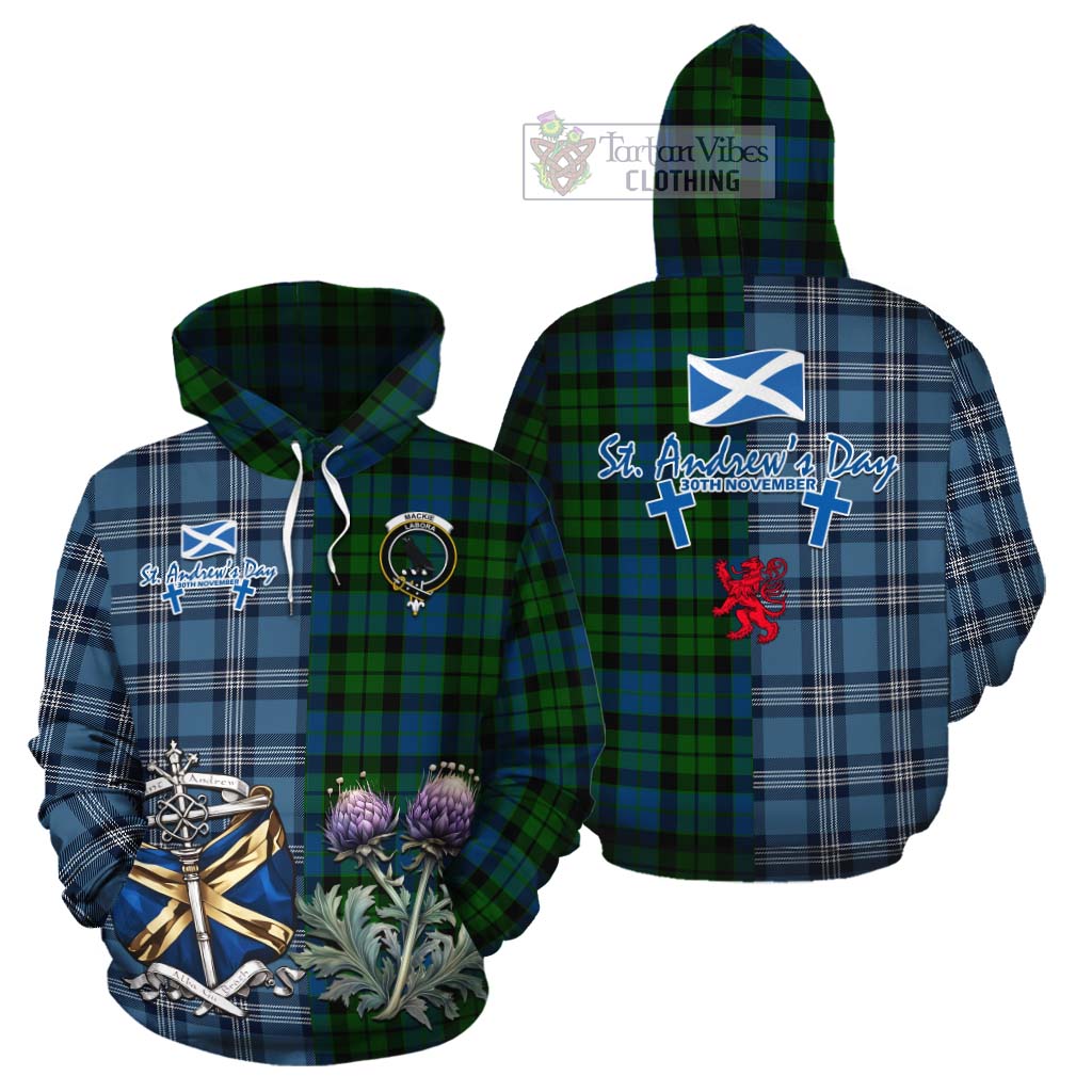 Tartan Vibes Clothing MacKie (McKie) Tartan Cotton Hoodie Happy St. Andrew's Day Half Tartan Style