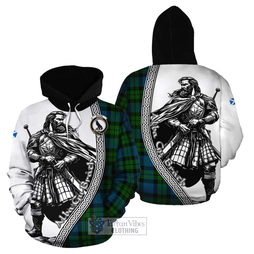 Tartan Vibes Clothing MacKie (McKie) Tartan Clan Crest Cotton Hoodie with Highlander Warrior Celtic Style