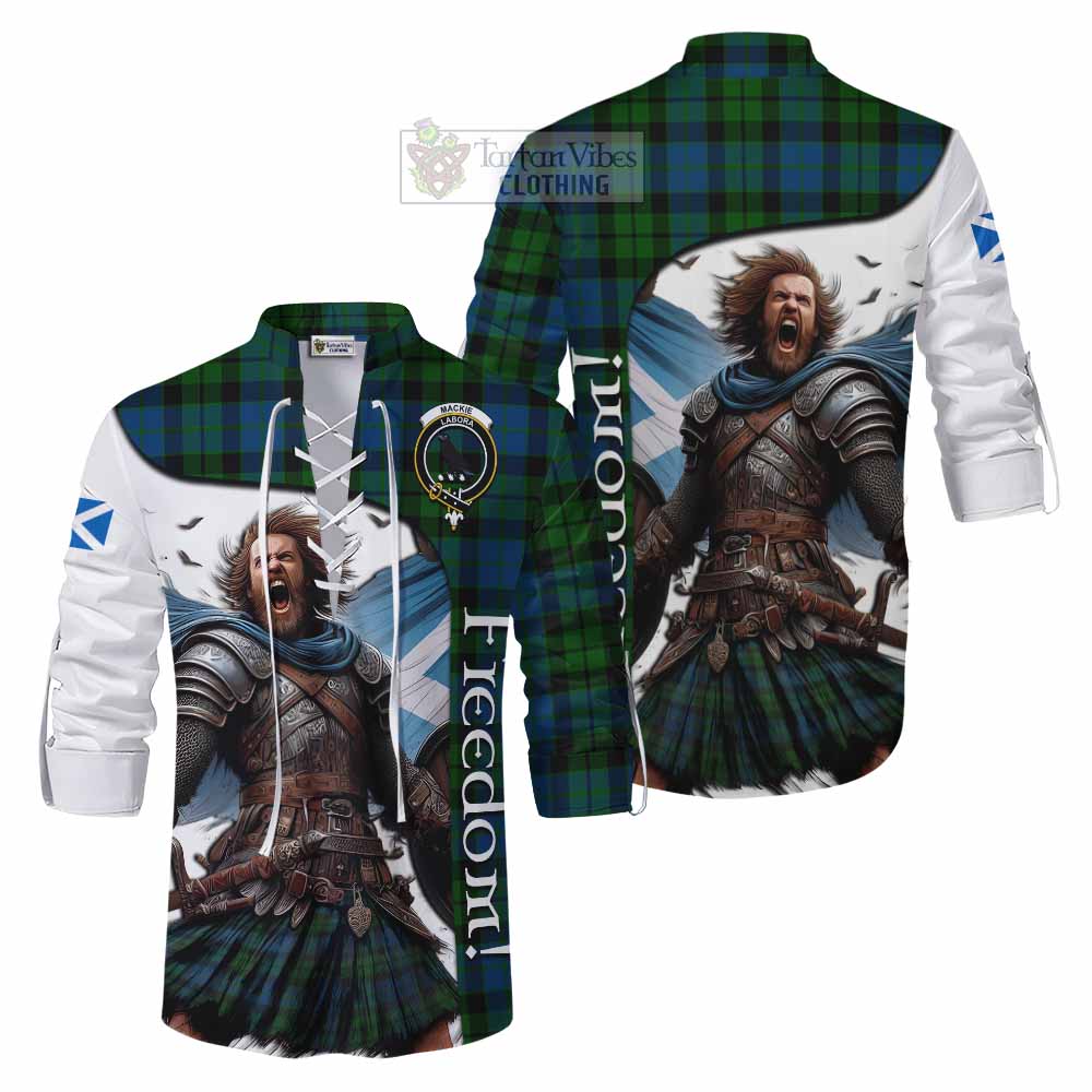 Tartan Vibes Clothing MacKie (McKie) Crest Tartan Ghillie Kilt Shirt Inspired by the Freedom of Scottish Warrior