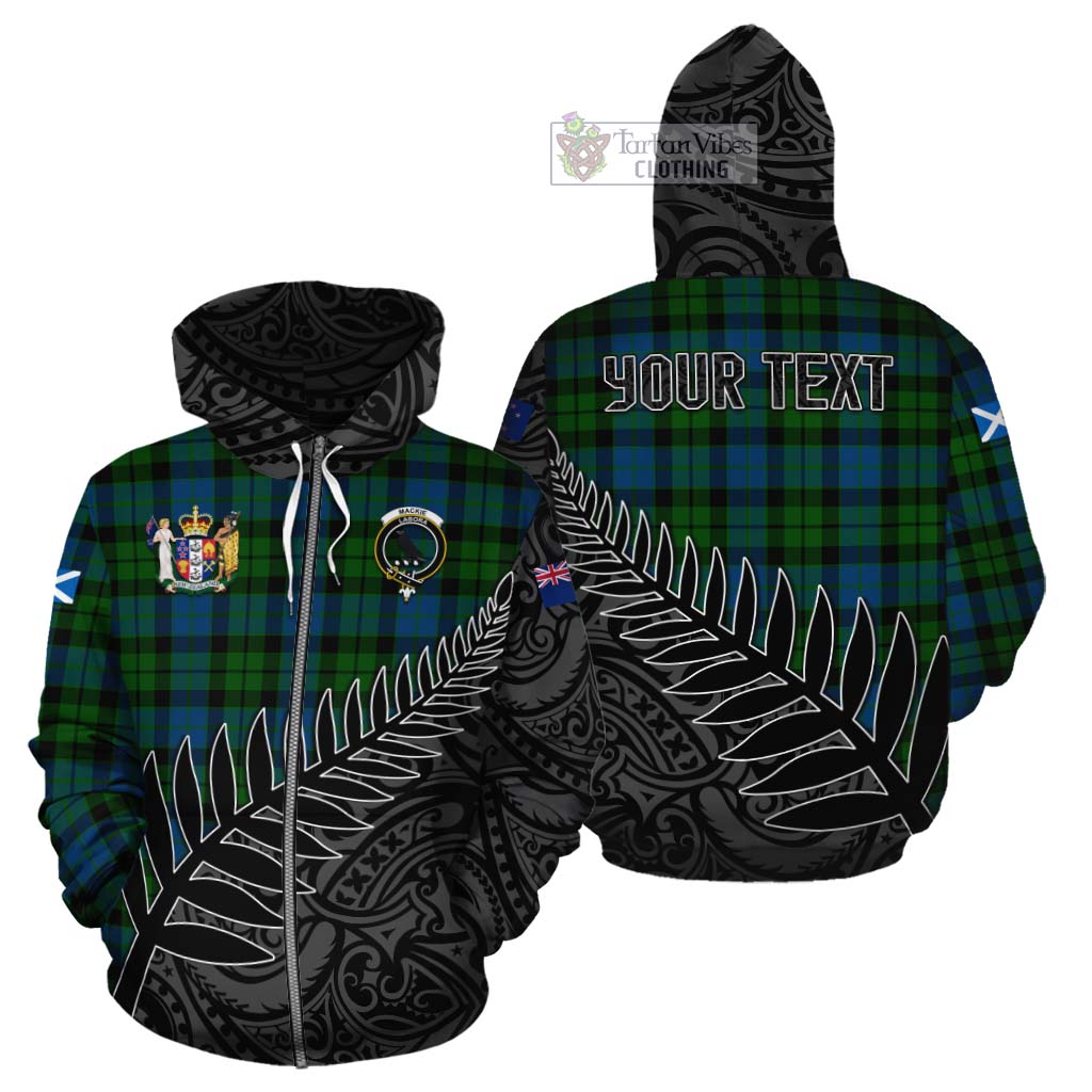 Tartan Vibes Clothing MacKie (McKie) Crest Tartan Cotton Hoodie with New Zealand Silver Fern Half Style