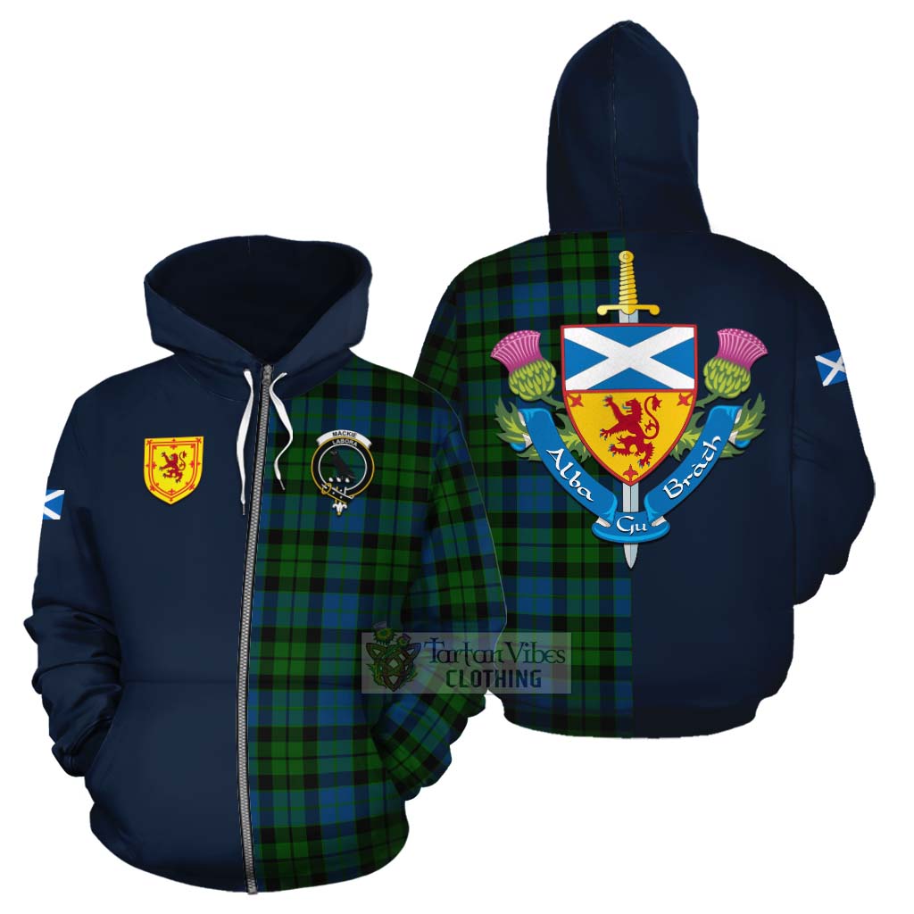 Tartan Vibes Clothing MacKie (McKie) Tartan Cotton Hoodie Alba with Scottish Lion Royal Arm Half Style