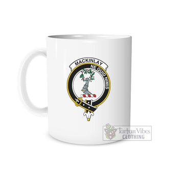 MacKinlay (McKinlay) Family Crest Ceramic Mug White - 2D-tartanvibesclothing
