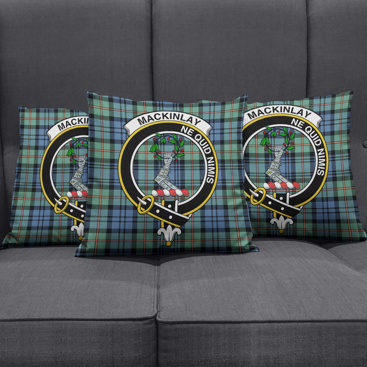 MacKinlay Ancient Tartan Pillow Cover with Family Crest Square Pillow Cover - Tartanvibesclothing