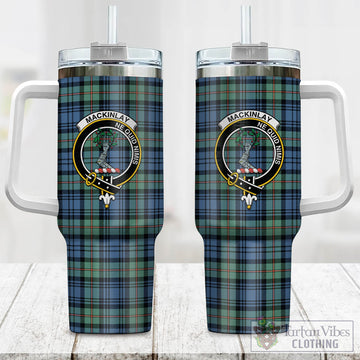 MacKinlay Ancient Tartan and Family Crest Tumbler with Handle