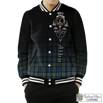 MacKinlay Ancient Tartan Baseball Jacket Featuring Alba Gu Brath Family Crest Celtic Inspired