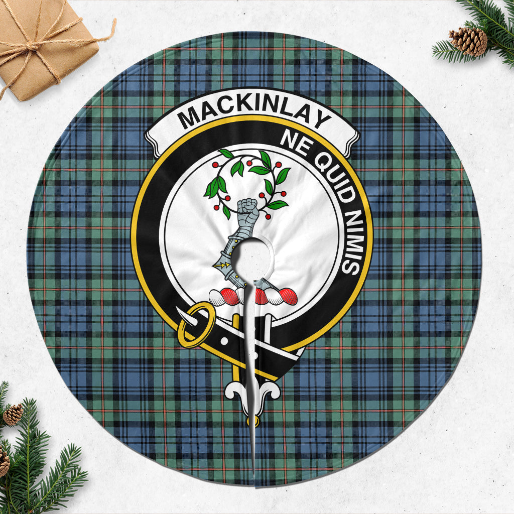 MacKinlay Ancient Tartan Christmas Tree Skirt with Family Crest - Tartanvibesclothing