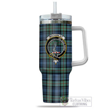 MacKinlay Ancient Tartan and Family Crest Tumbler with Handle