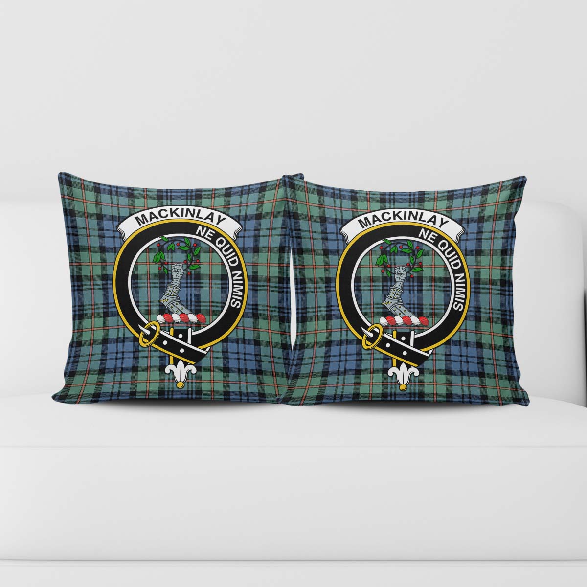 MacKinlay Ancient Tartan Pillow Cover with Family Crest - Tartanvibesclothing