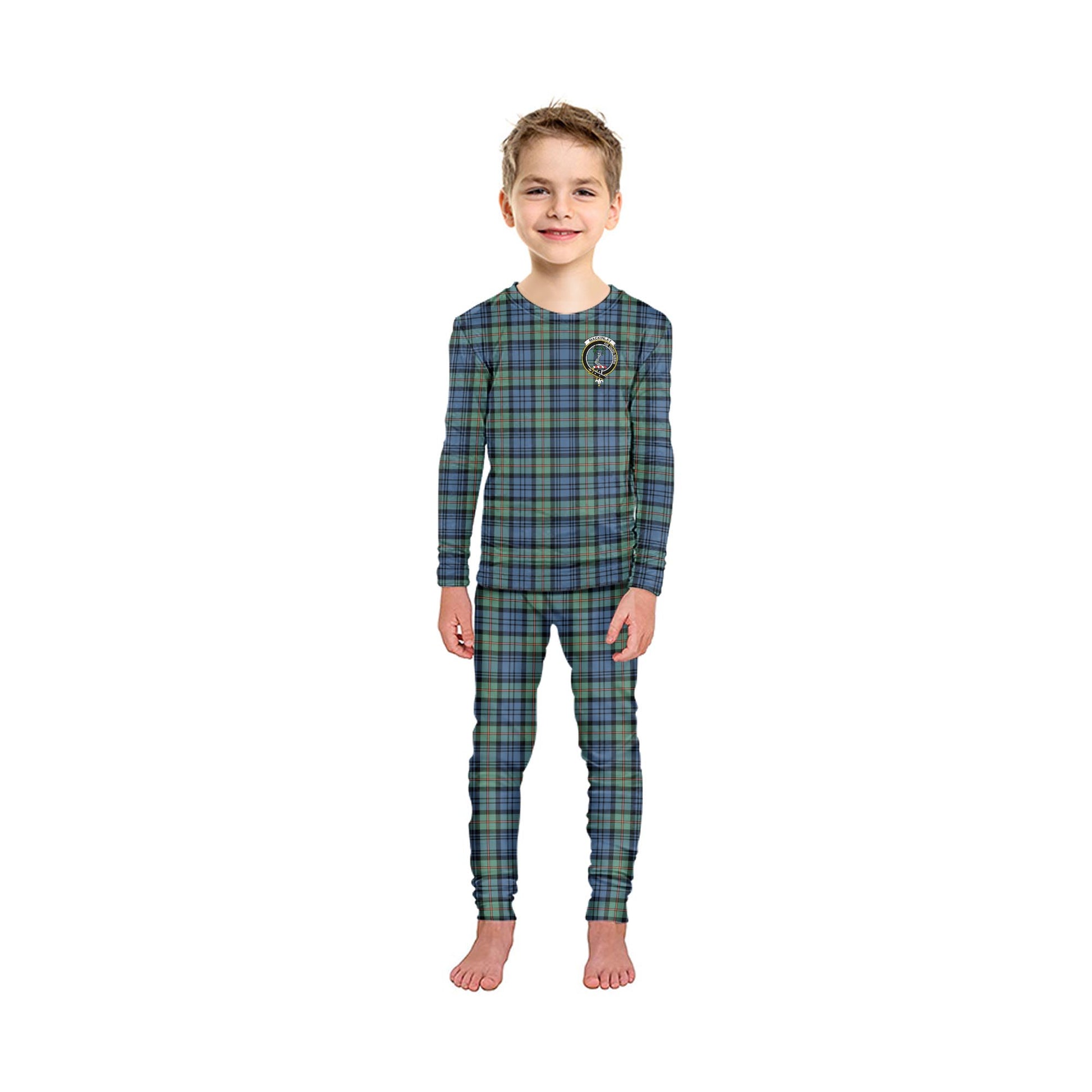 MacKinlay Ancient Tartan Pajamas Family Set with Family Crest - Tartanvibesclothing