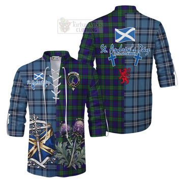 MacKinlay (McKinlay) Tartan Ghillie Kilt Shirt Happy St. Andrew's Day Half Tartan Style Men - Tartan Vibes Clothing