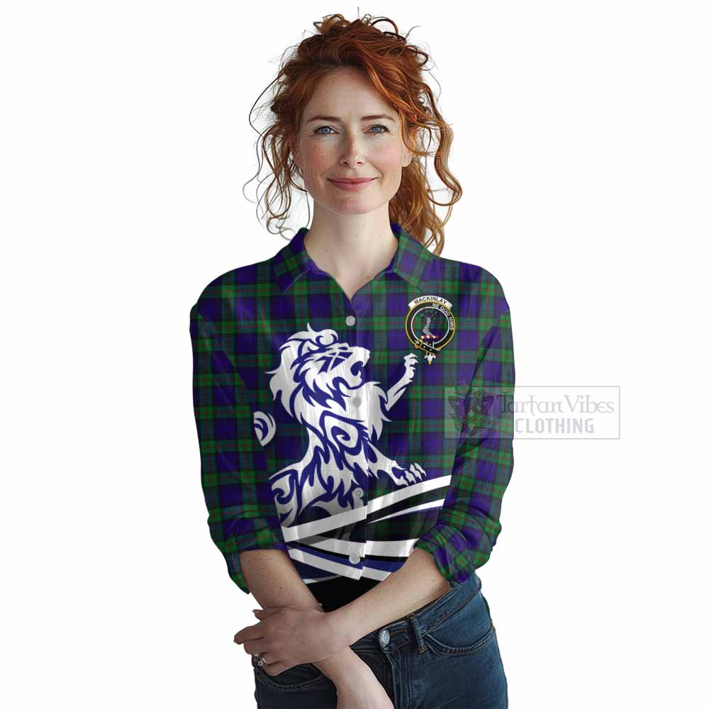 Tartan Vibes Clothing MacKinlay (McKinlay) Tartan Women's Casual Shirt with Alba Gu Brath Regal Lion Emblem