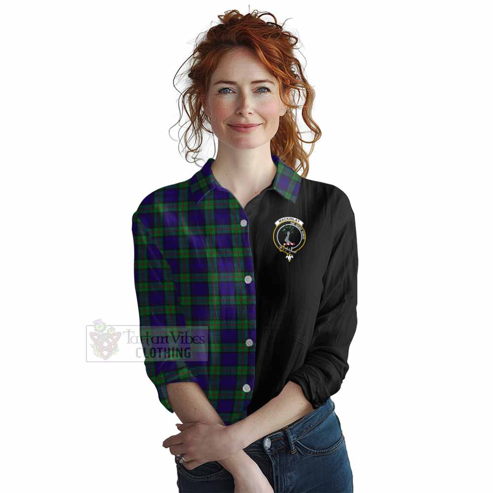 Tartan Vibes Clothing MacKinlay (McKinlay) Tartan Women's Casual Shirt with Family Crest and Half Of Me Style