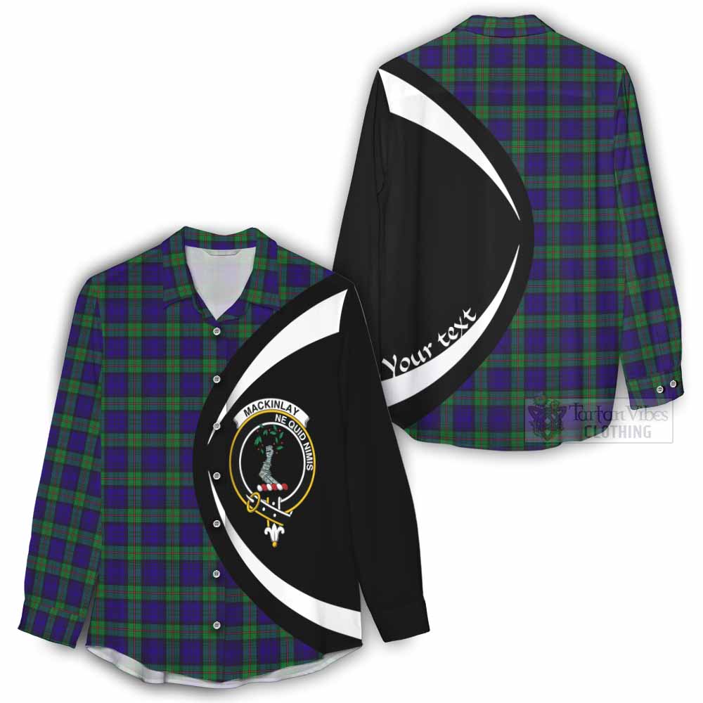 Tartan Vibes Clothing MacKinlay (McKinlay) Tartan Women's Casual Shirt with Family Crest Circle Style