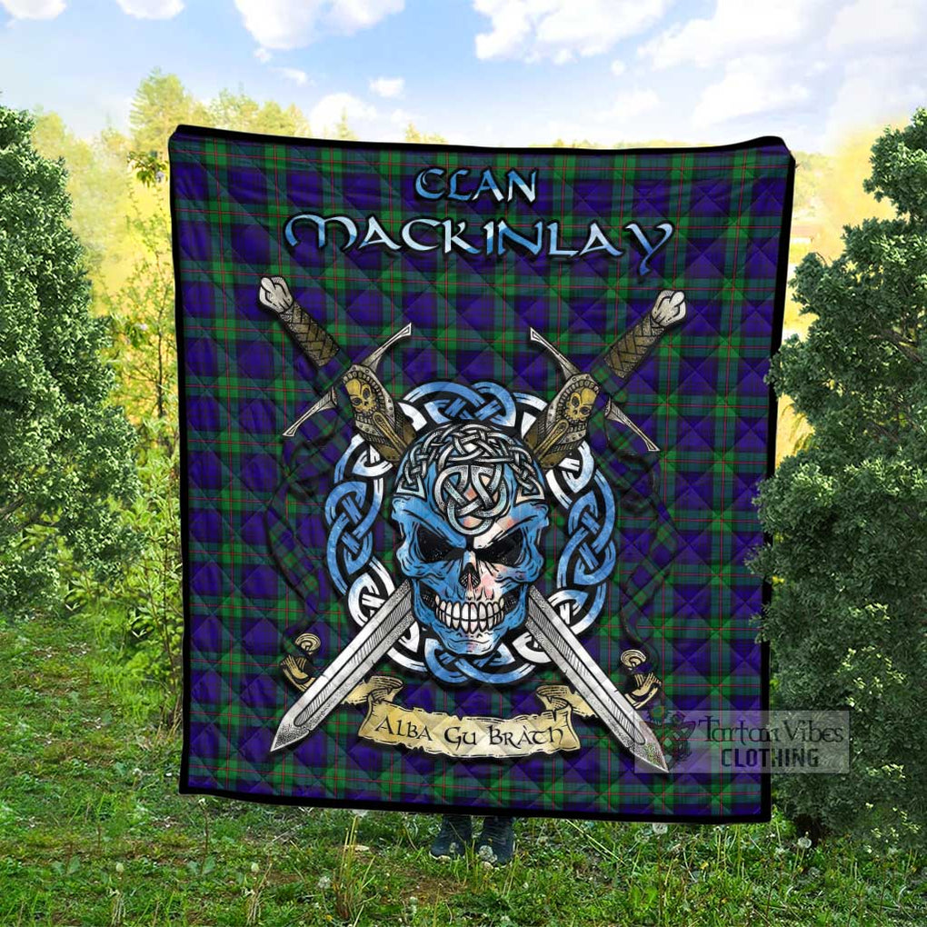 MacKinlay (McKinlay) Tartan Quilt with Celtic Skull Alba Gu Brath Style - Tartan Vibes Clothing
