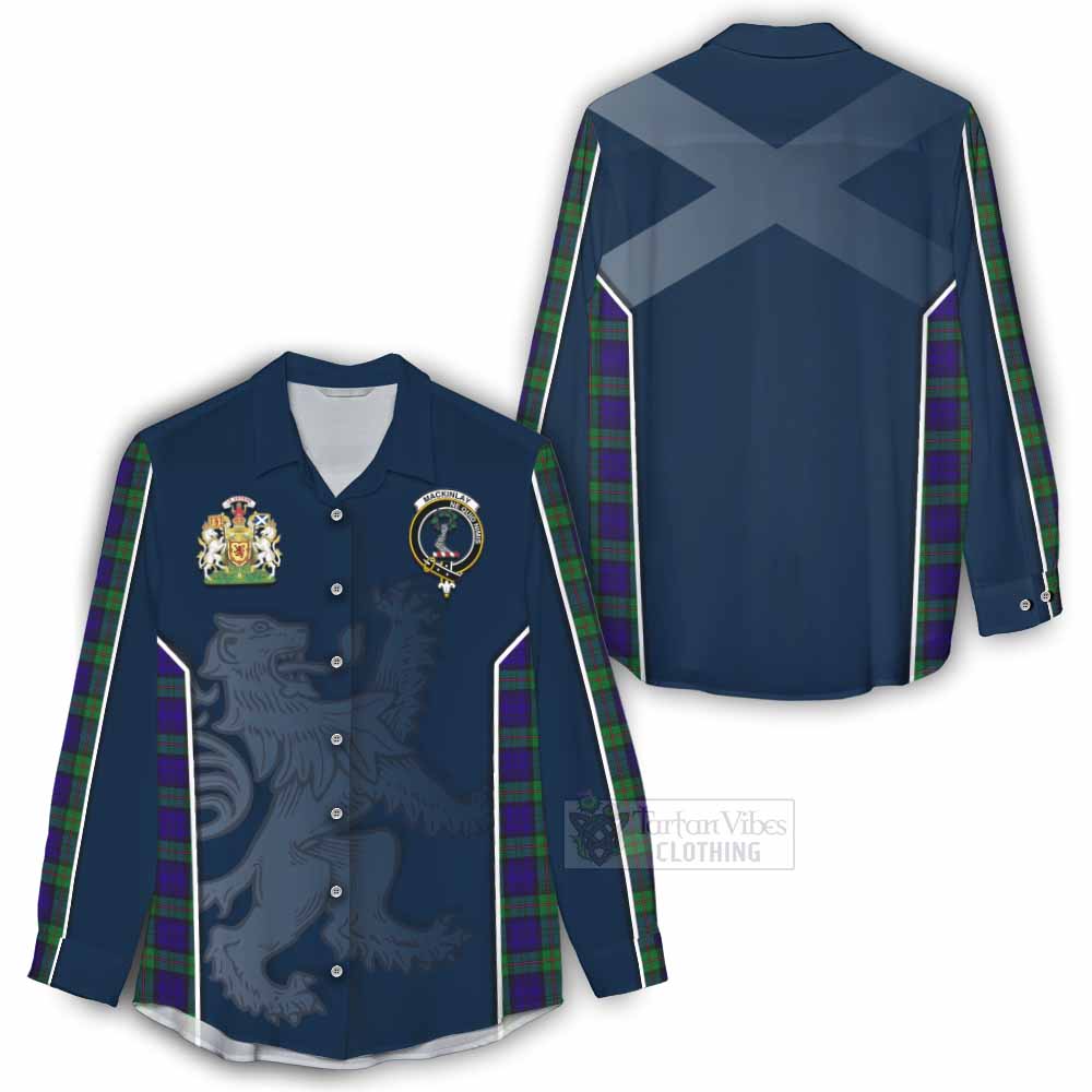 Tartan Vibes Clothing MacKinlay (McKinlay) Tartan Women's Casual Shirt with Family Crest and Lion Rampant Vibes Sport Style