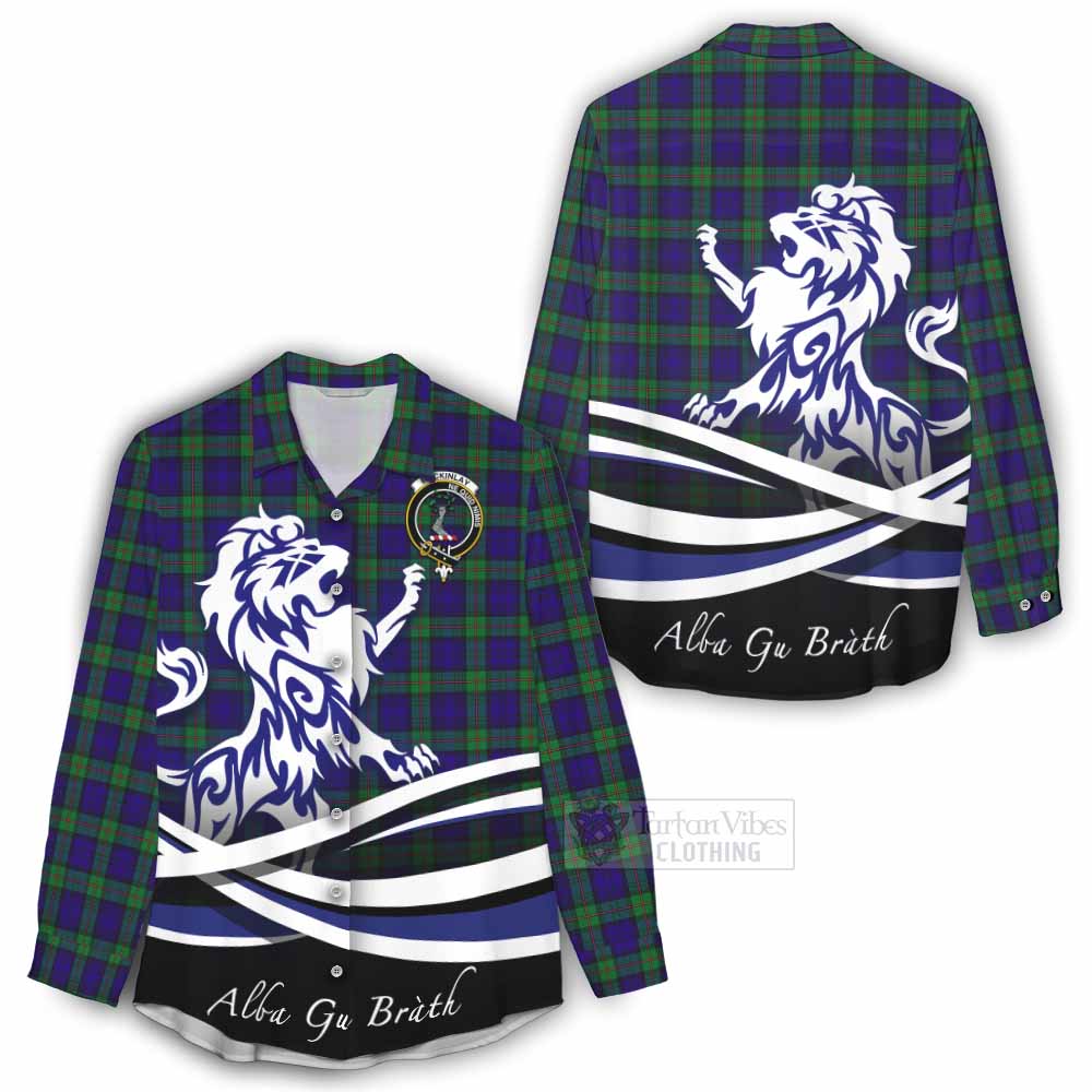 Tartan Vibes Clothing MacKinlay (McKinlay) Tartan Women's Casual Shirt with Alba Gu Brath Regal Lion Emblem