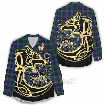 MacKinlay (McKinlay) Tartan Women's Casual Shirt with Family Crest Celtic Wolf Style