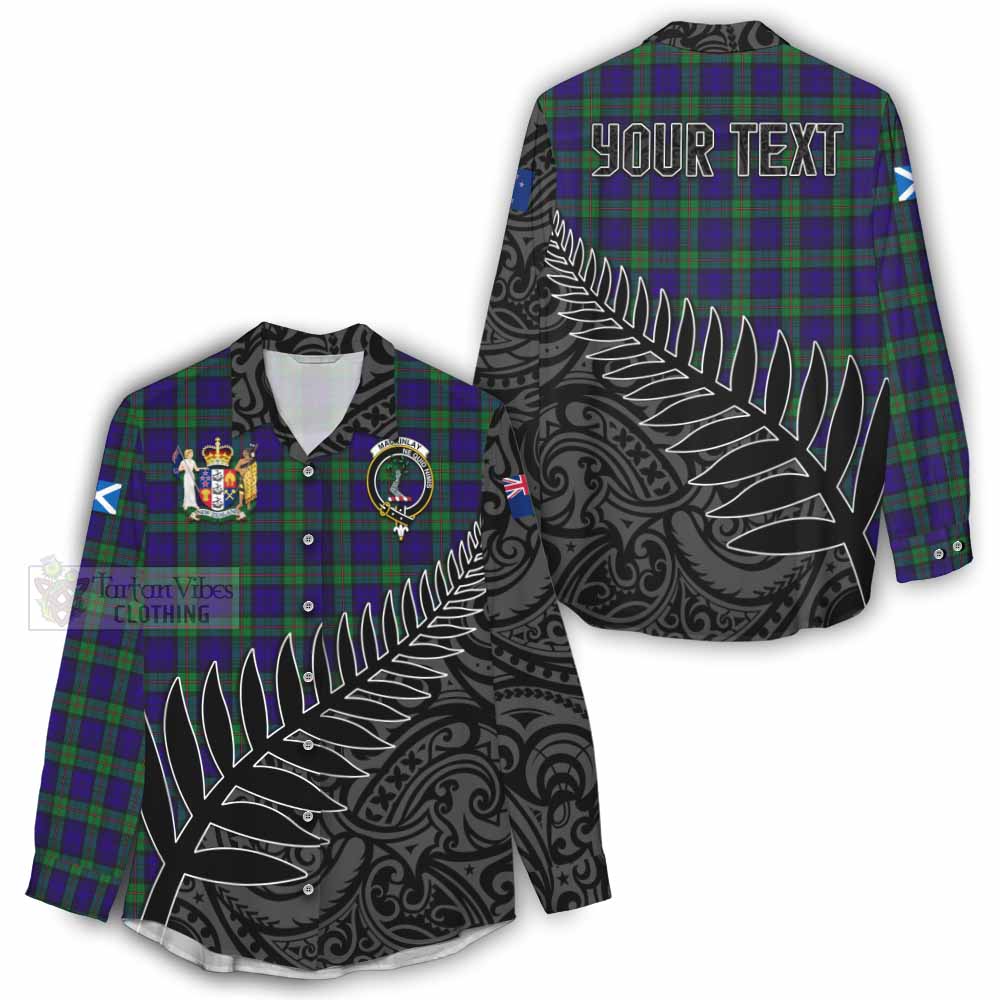 Tartan Vibes Clothing MacKinlay (McKinlay) Crest Tartan Women's Casual Shirt with New Zealand Silver Fern Half Style