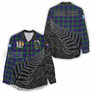 MacKinlay (McKinlay) Crest Tartan Women's Casual Shirt with New Zealand Silver Fern Half Style