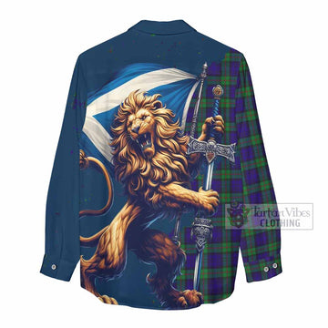 MacKinlay (McKinlay) Tartan Family Crest Women's Casual Shirt with Scottish Majestic Lion