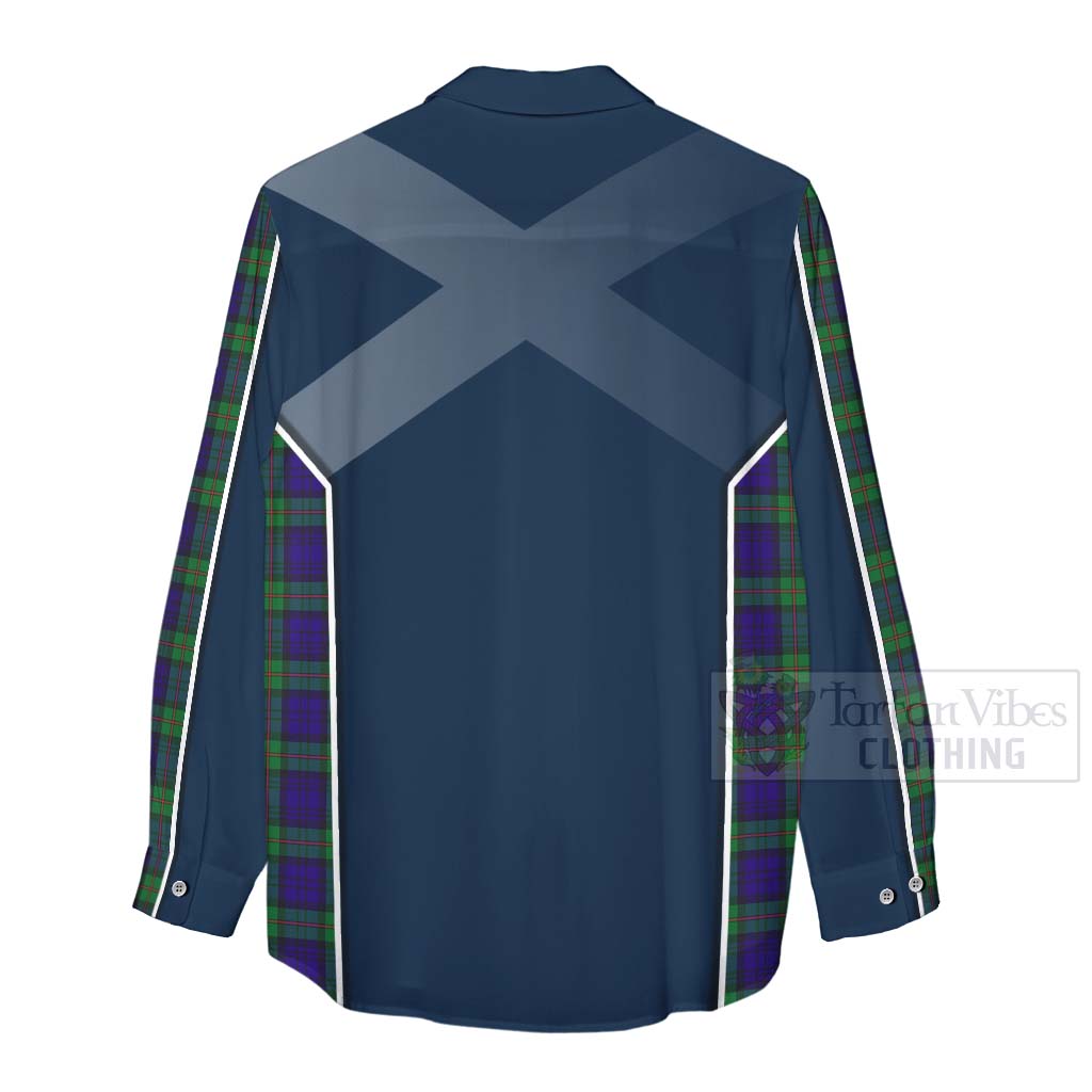 Tartan Vibes Clothing MacKinlay (McKinlay) Tartan Women's Casual Shirt with Family Crest and Scottish Thistle Vibes Sport Style