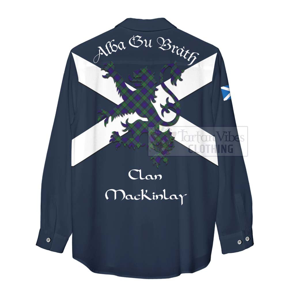 Tartan Vibes Clothing MacKinlay (McKinlay) Tartan Lion Rampant Women's Casual Shirt Proudly Display Your Heritage with Alba Gu Brath and Clan Name