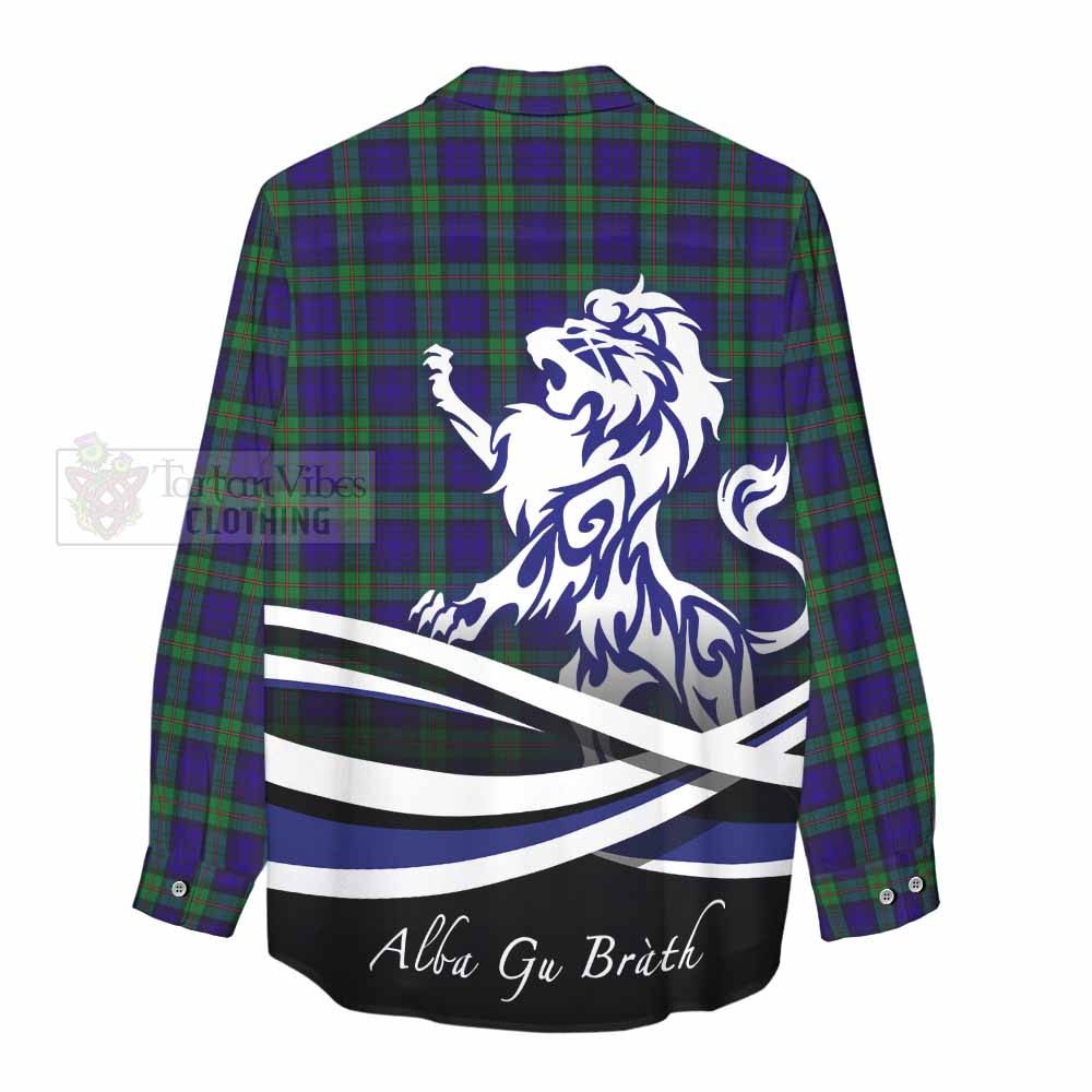 Tartan Vibes Clothing MacKinlay (McKinlay) Tartan Women's Casual Shirt with Alba Gu Brath Regal Lion Emblem