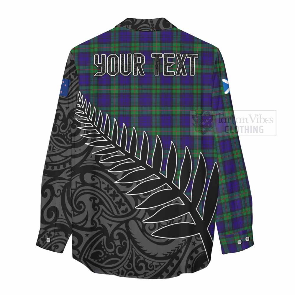 Tartan Vibes Clothing MacKinlay (McKinlay) Crest Tartan Women's Casual Shirt with New Zealand Silver Fern Half Style