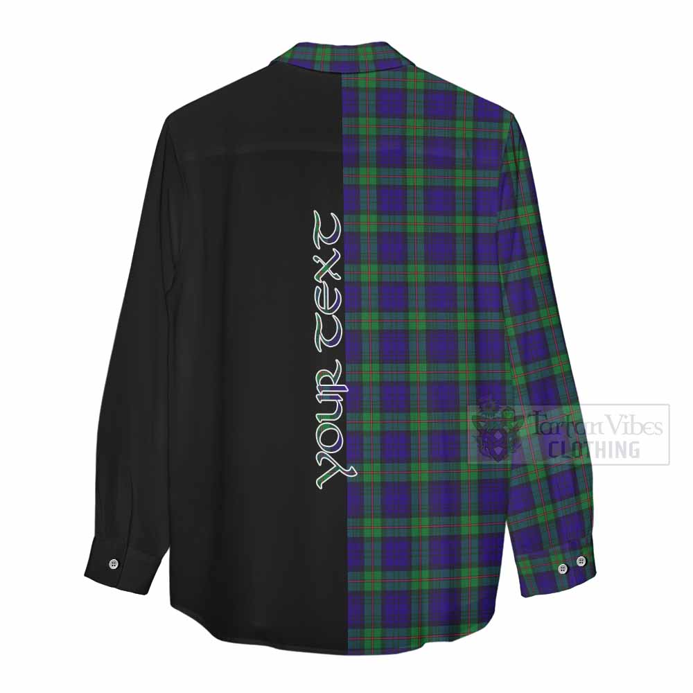 Tartan Vibes Clothing MacKinlay (McKinlay) Tartan Women's Casual Shirt with Family Crest and Half Of Me Style