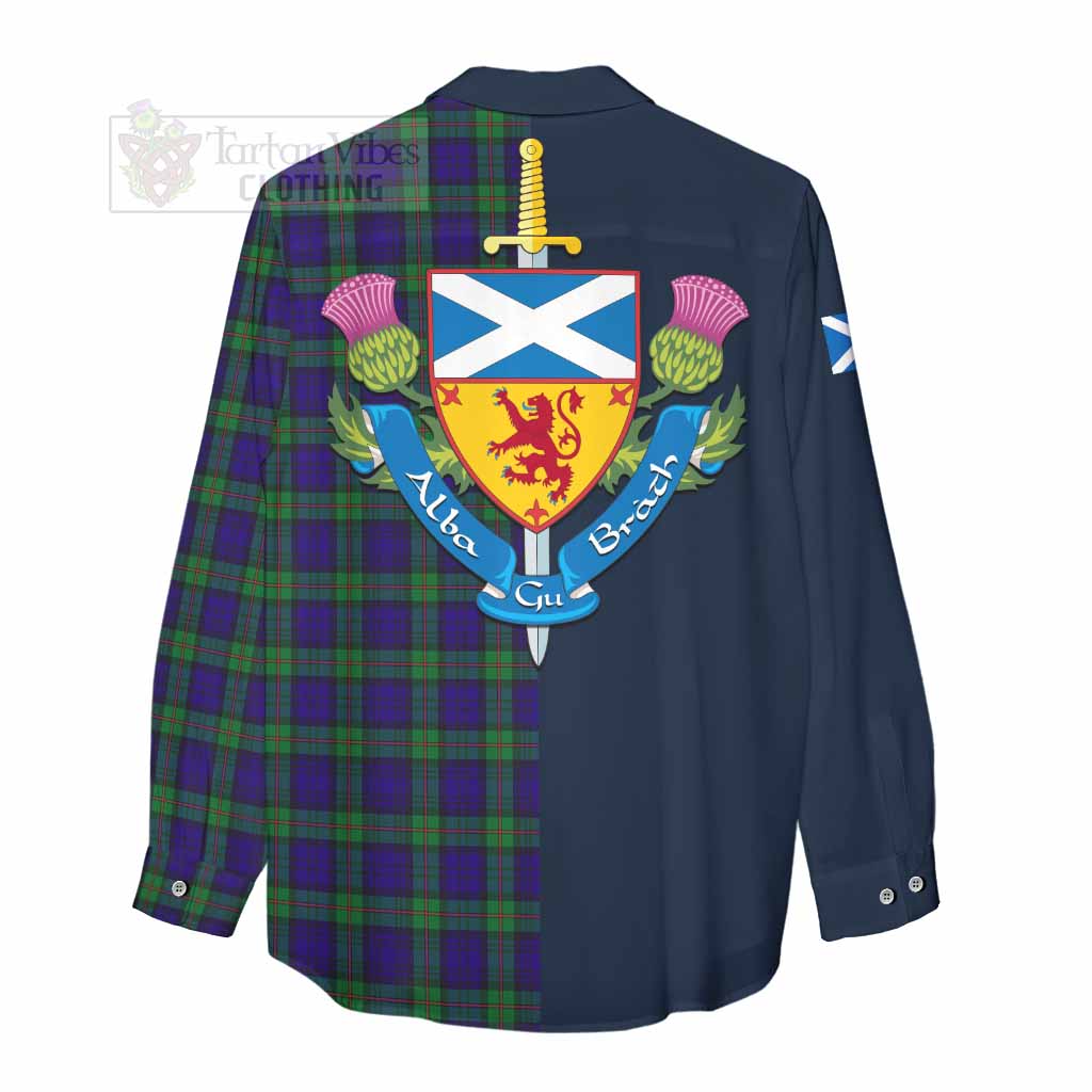 Tartan Vibes Clothing MacKinlay (McKinlay) Tartan Women's Casual Shirt Alba with Scottish Lion Royal Arm Half Style