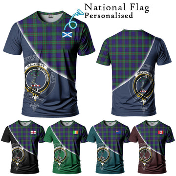 MacKinlay (McKinlay) Tartan T-Shirt with Personalised National Flag and Family Crest Half Style