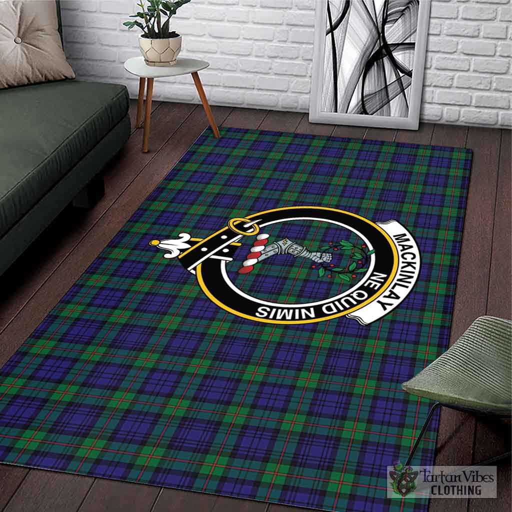 Tartan Vibes Clothing MacKinlay Modern Tartan Area Rug with Family Crest