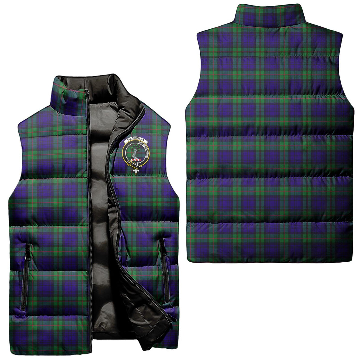 MacKinlay (McKinlay) Tartan Sleeveless Puffer Jacket with Family Crest Unisex - Tartan Vibes Clothing