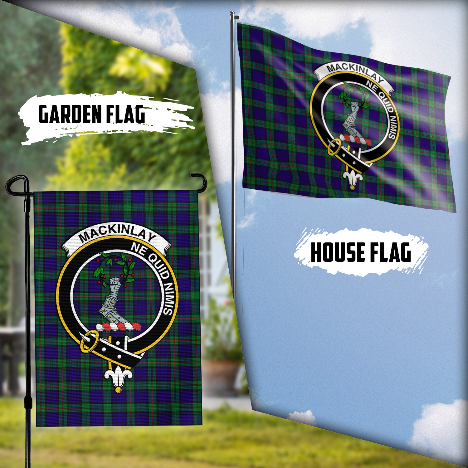 MacKinlay (McKinlay) Tartan Flag with Family Crest Garden Flag (Vertical) - Tartan Vibes Clothing