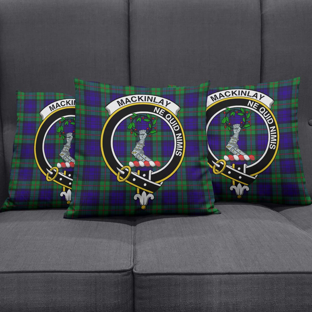 MacKinlay Modern Tartan Pillow Cover with Family Crest Square Pillow Cover - Tartanvibesclothing