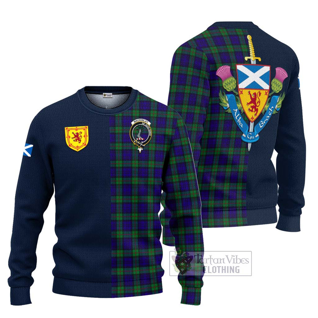 Tartan Vibes Clothing MacKinlay Modern Tartan Knitted Sweater with Scottish Lion Royal Arm Half Style