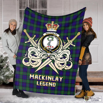 MacKinlay (McKinlay) Tartan Blanket with Clan Crest and the Golden Sword of Courageous Legacy