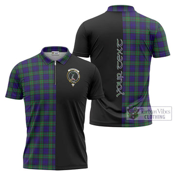 MacKinlay (McKinlay) Tartan Zipper Polo Shirt with Family Crest and Half Of Me Style