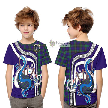 MacKinlay (McKinlay) Tartan Kid T-Shirt with Epic Bagpipe Style