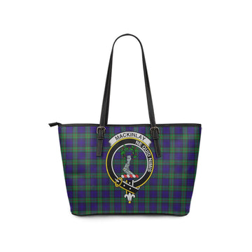 MacKinlay (McKinlay) Tartan Leather Tote Bag with Family Crest - Tartan Vibes Clothing