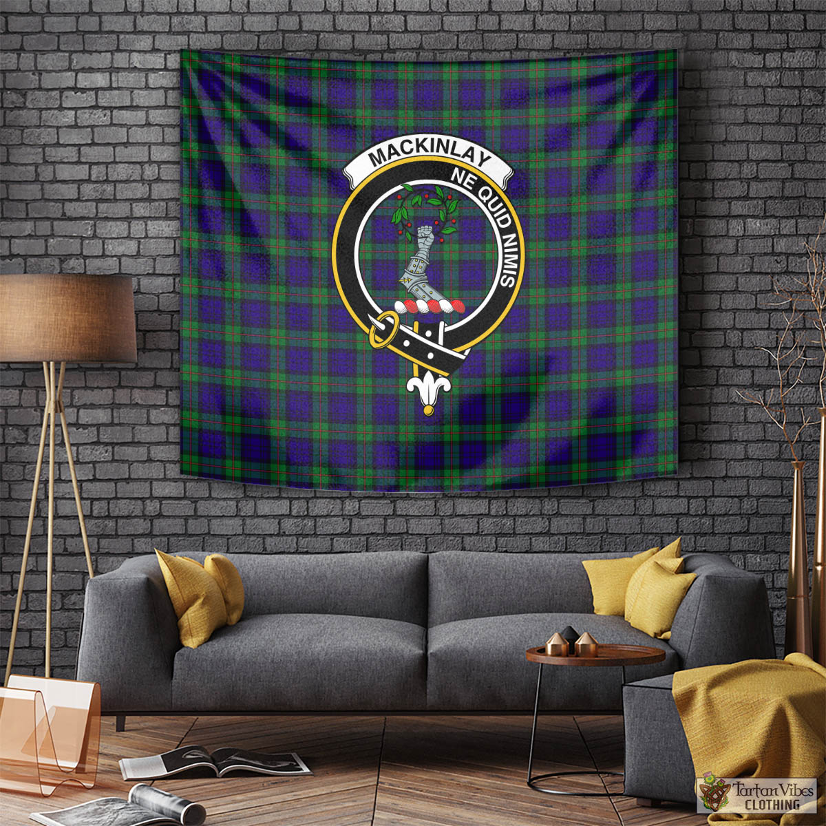 Tartan Vibes Clothing MacKinlay Modern Tartan Tapestry Wall Hanging and Home Decor for Room with Family Crest