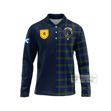 MacKinlay (McKinlay) Tartan Long Sleeve Polo Shirt Alba with Scottish Lion Royal Arm Half Style Unisex - Tartan Vibes Clothing