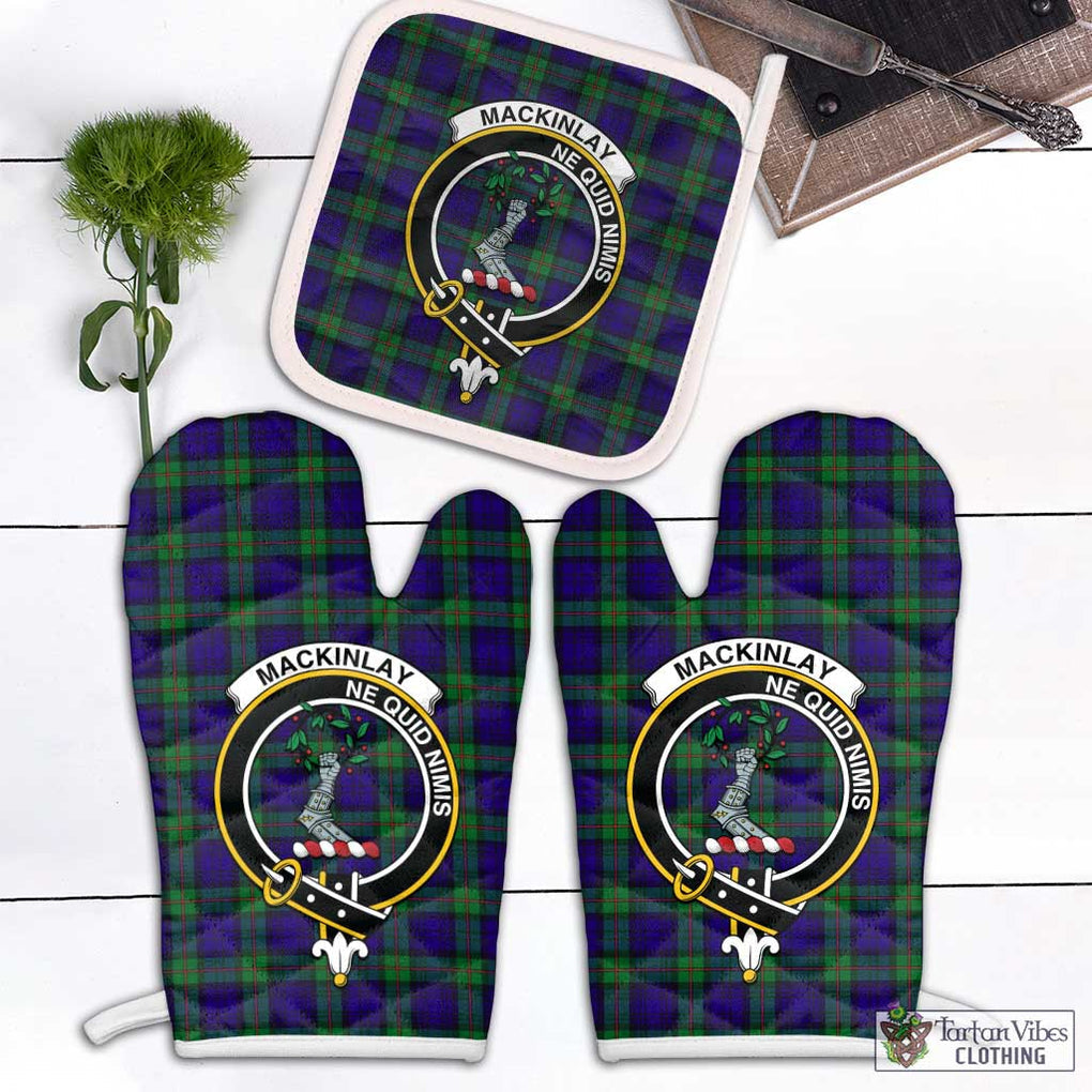 MacKinlay (McKinlay) Tartan Combo Oven Mitt & Pot-Holder with Family Crest White - Tartan Vibes Clothing
