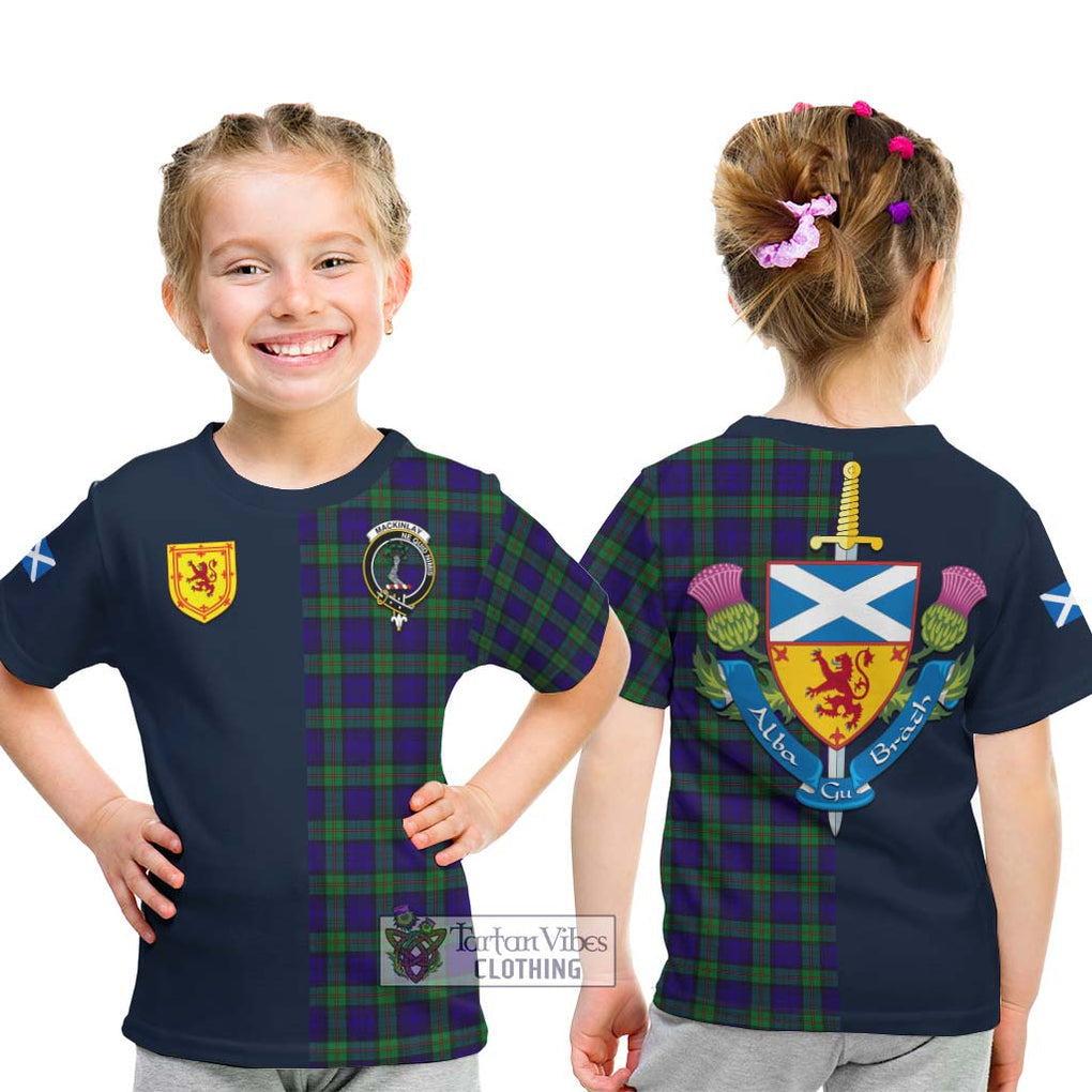 Tartan Vibes Clothing MacKinlay Modern Tartan Kid T-Shirt with Scottish Lion Royal Arm Half Style